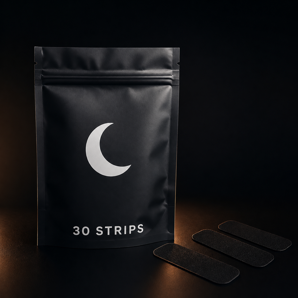 SleepSealed 30-strip night supply pouch with solid black mouth strips